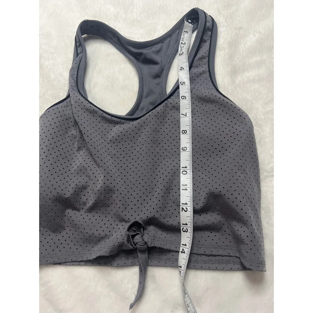 Victoria's Secret PINK Ultimate Gray Perforated Front Tie Sports Bra S-DD